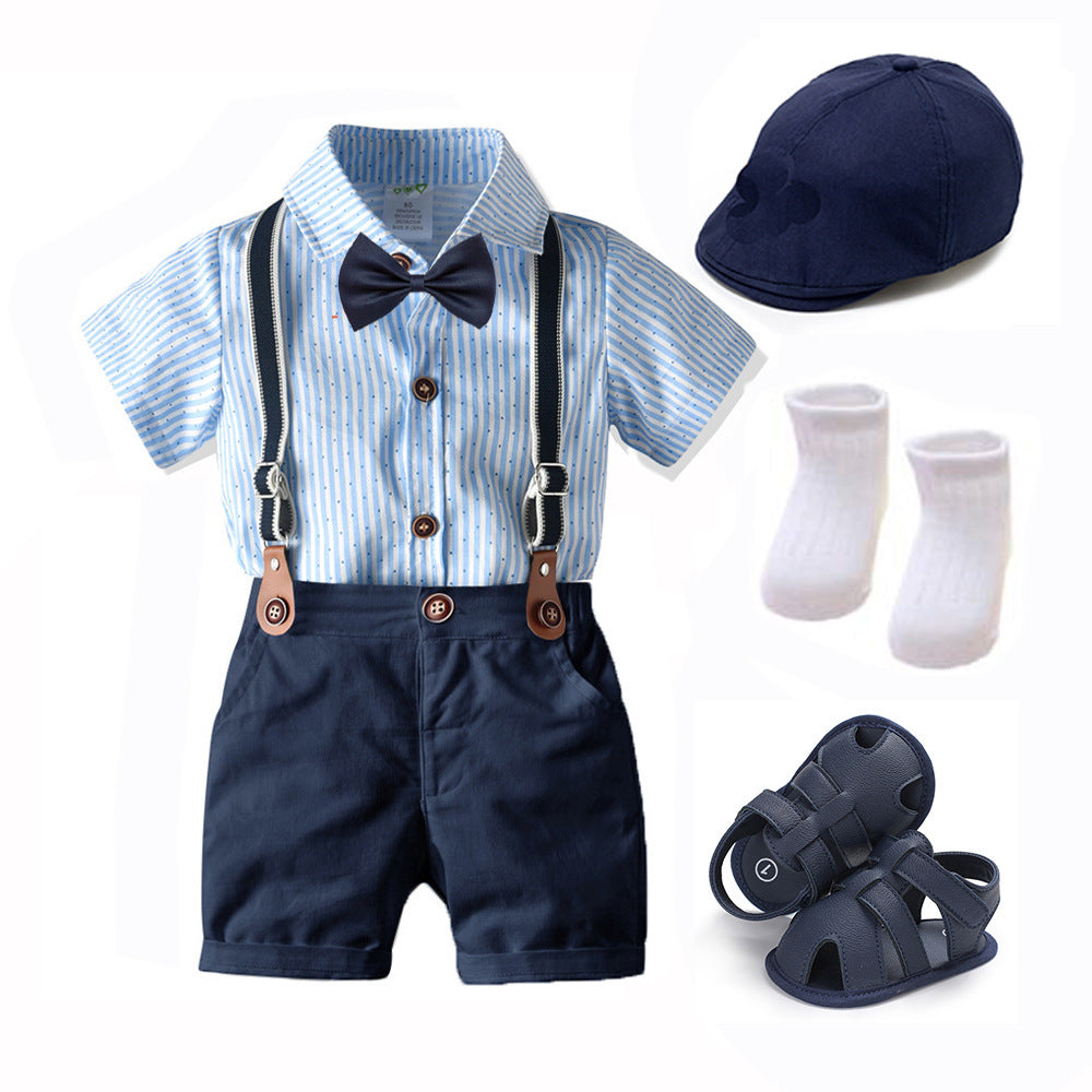 Boys Baby Suit Romper Short-sleeved Jumpsuit Overalls