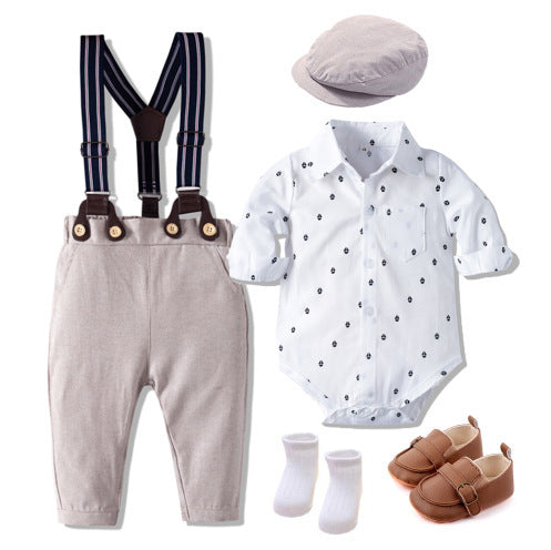 Boys Baby Suit Romper Short-sleeved Jumpsuit Overalls