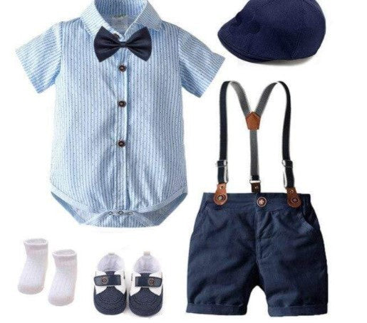 Boys Baby Suit Romper Short-sleeved Jumpsuit Overalls