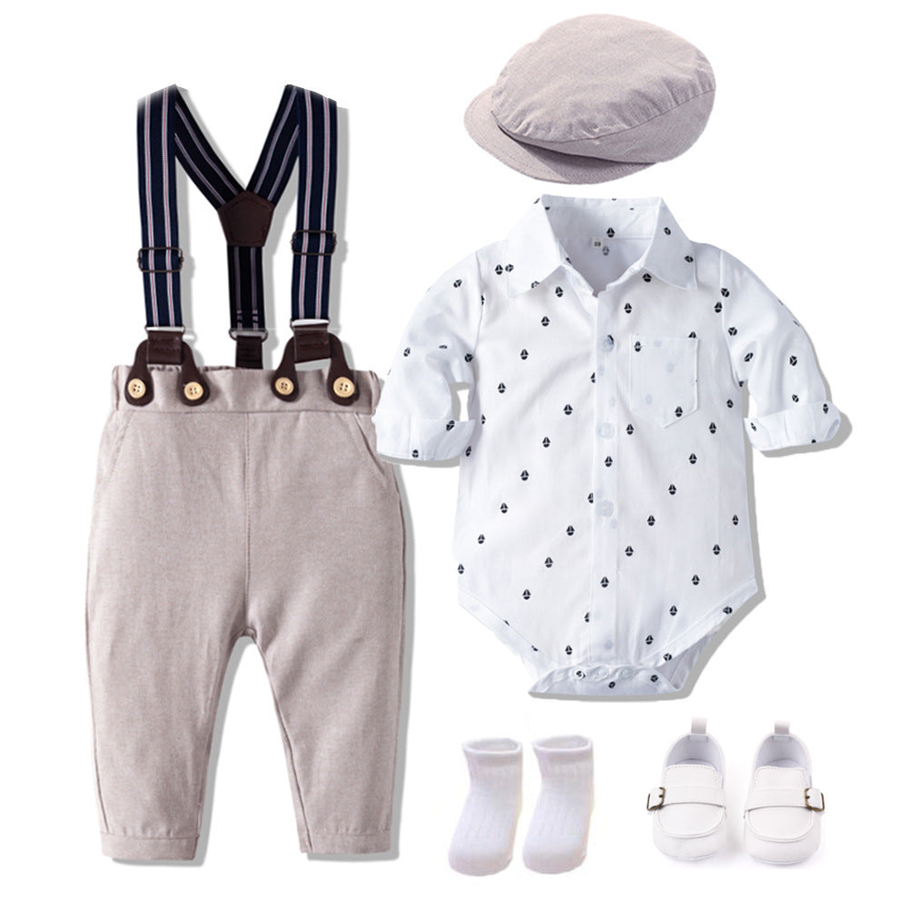 Boys Baby Suit Romper Short-sleeved Jumpsuit Overalls