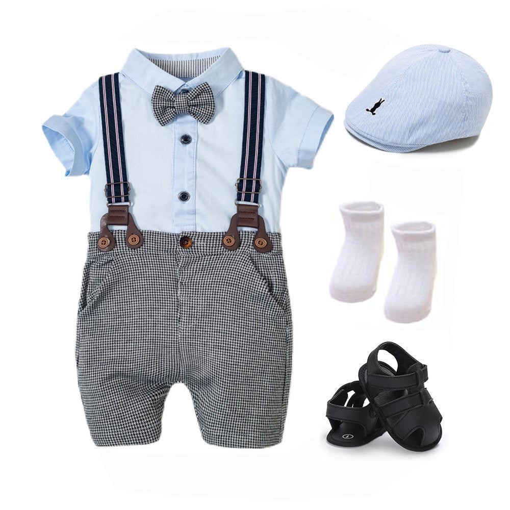 Boys Baby Suit Romper Short-sleeved Jumpsuit Overalls