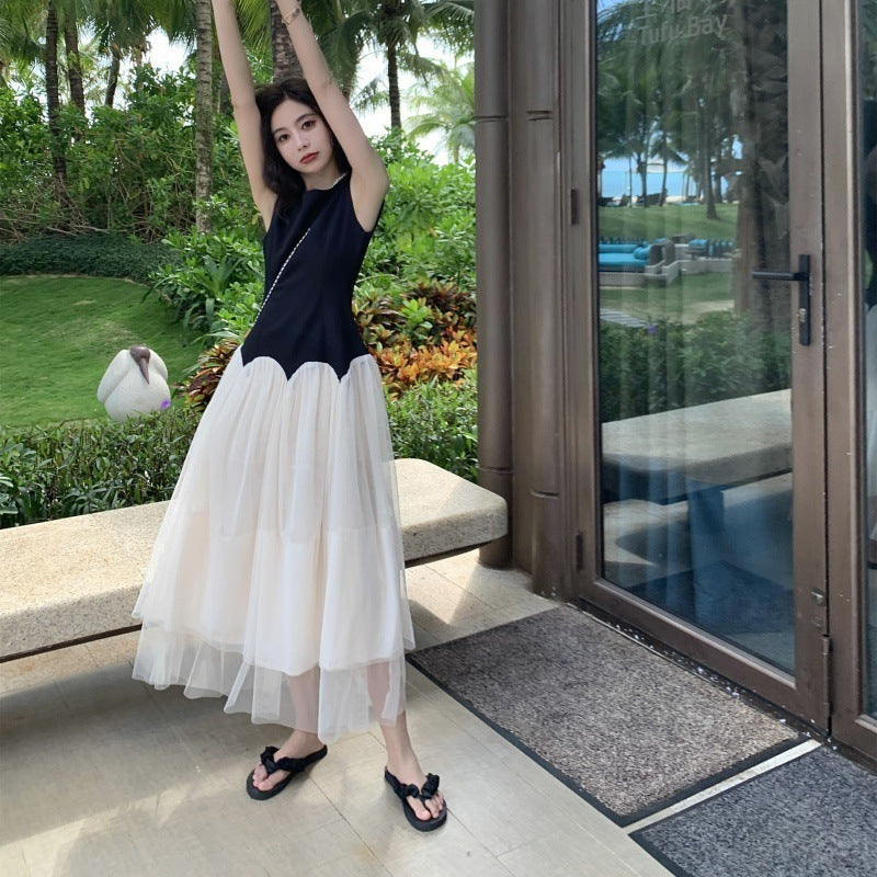 Elegant Hepburn Style Dress Large Swing Skirt