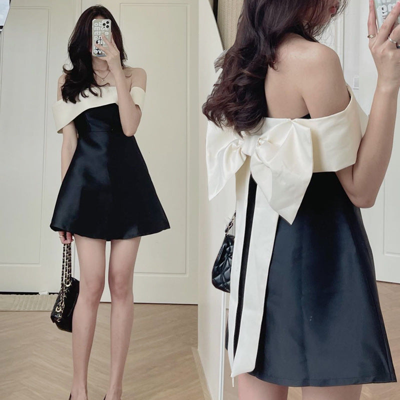 Fashion Personality French Style Bow Dress Women